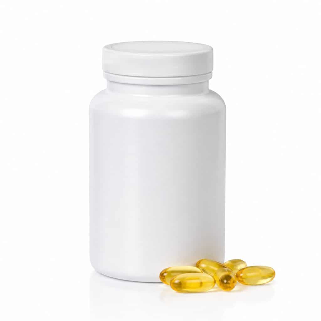 Complément alimentaire oméga-3 (huile de poisson) présenté seul